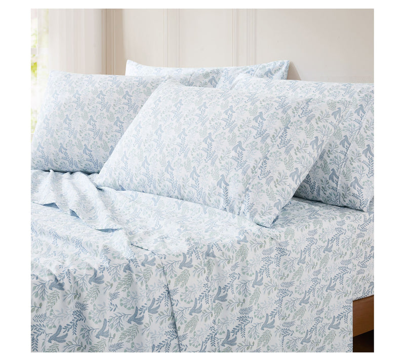 Lush Decor Botanical Leaf and Floral Sheet SetBlue 6Pc Queen — View 3