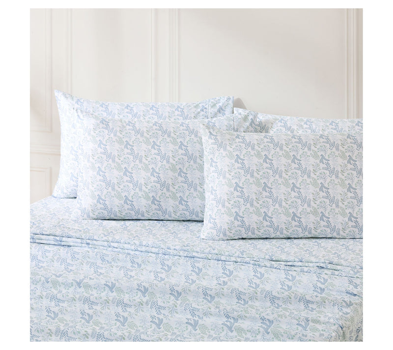 Lush Decor Botanical Leaf and Floral Sheet SetBlue 6Pc Queen — View 2