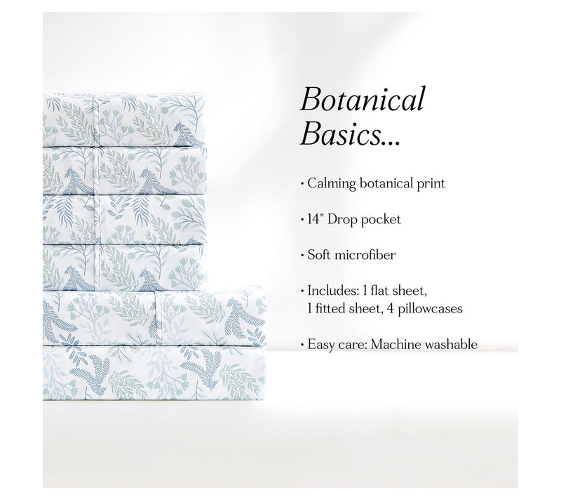 Lush Decor Botanical Leaf and Floral Sheet SetBlue 6Pc Queen — View 8