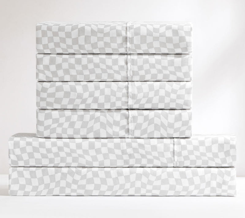 Lush Decor Circus Wavy Checks Sheet Set Light Gray 6Pc Queen — View 4