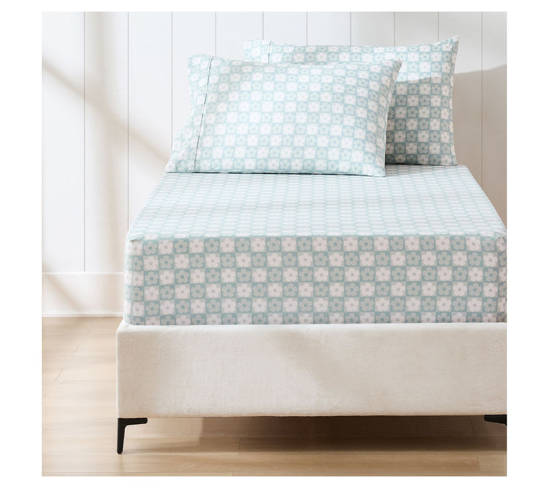 Lush Decor Daisy Checkered Sheet Set Aqua 4Pc Twin, Twin-XL — View 8