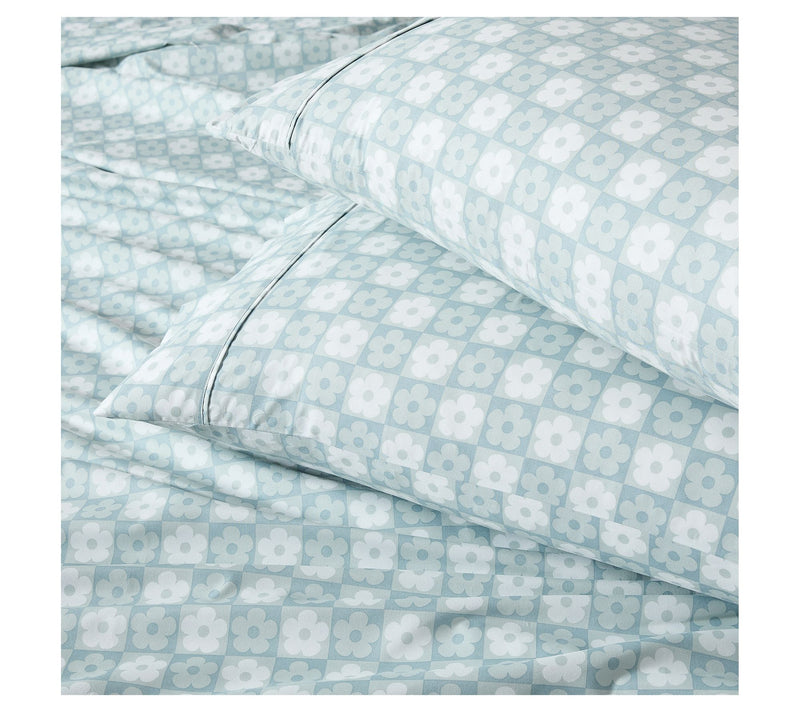 Lush Decor Daisy Checkered Sheet Set Aqua 4Pc Twin, Twin-XL — View 7