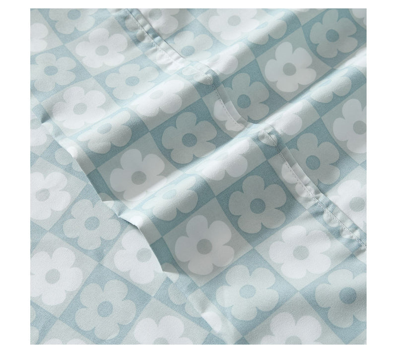 Lush Decor Daisy Checkered Sheet Set Aqua 4Pc Twin, Twin-XL — View 5