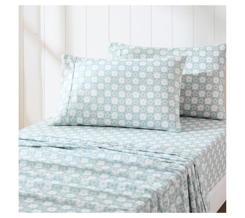 Lush Decor Daisy Checkered Sheet Set Aqua 4Pc Twin, Twin-XL — View 2