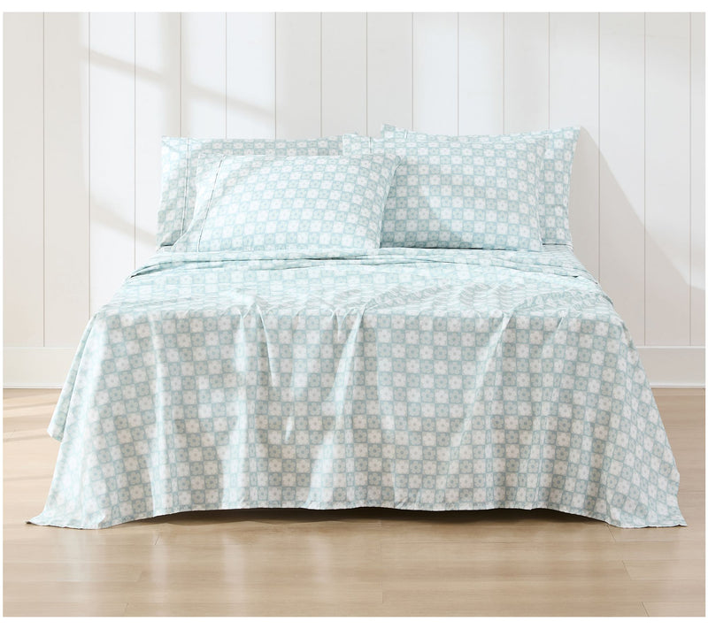 Lush Decor Daisy Checkered Sheet Set Aqua 6Pc Set Full — View 10