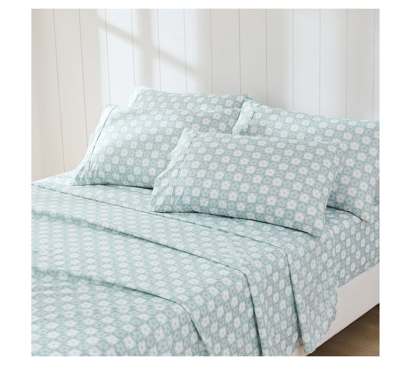 Lush Decor Daisy Checkered Sheet Set Aqua 6Pc Set Queen — View 2