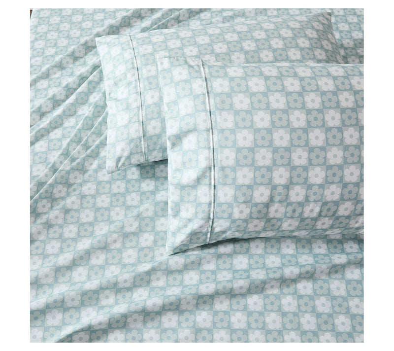 Lush Decor Daisy Checkered Sheet Set Aqua 6Pc Set Queen — View 5