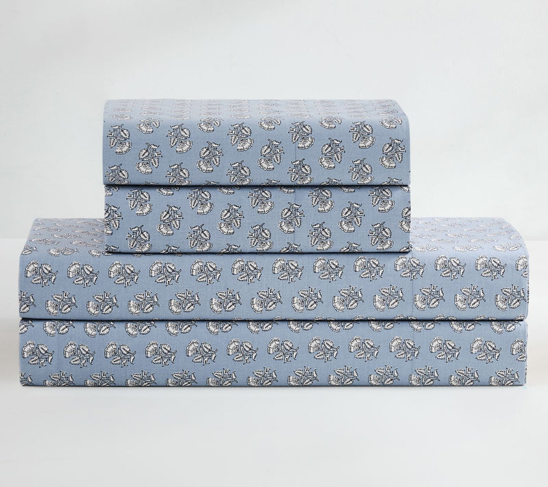 Lush Decor Freesia Cotton Sheet Set Blue 4-Piece Set Full — View 4