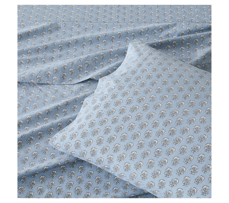 Lush Decor Freesia Cotton Sheet Set Blue 4-Piece Set Full — View 7