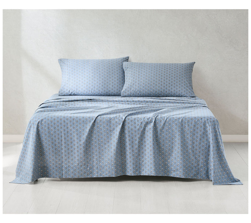 Lush Decor Freesia Cotton Sheet Set Blue 4-Piece Set Queen — View 10