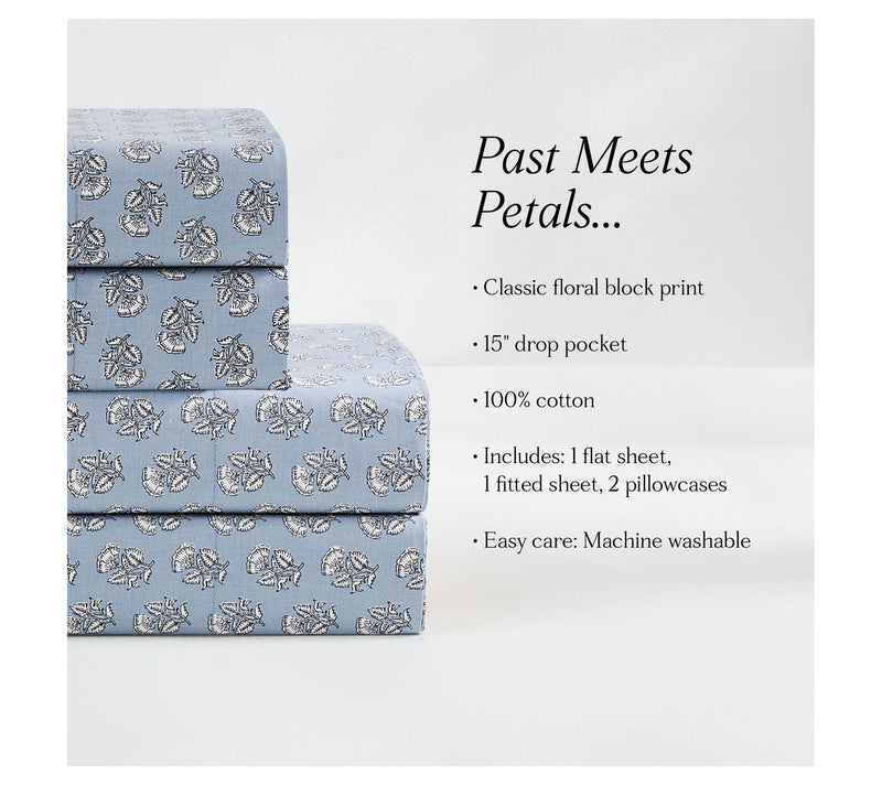 Lush Decor Freesia Cotton Sheet Set Blue 4-Piece Set Queen — View 8