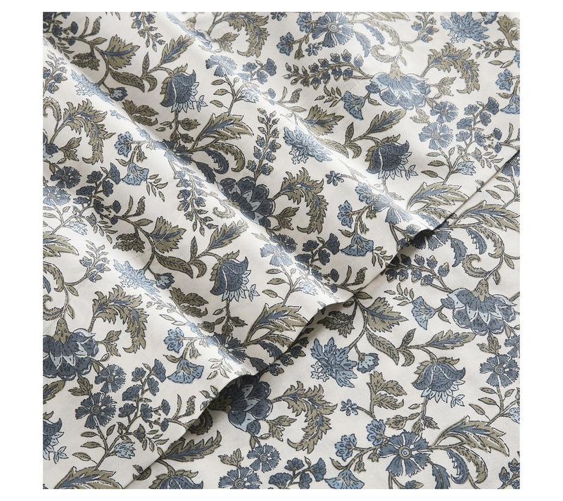 Lush Decor Lillian Block Print Cotton Sheet SetBlue 3-Pc Twin — View 5