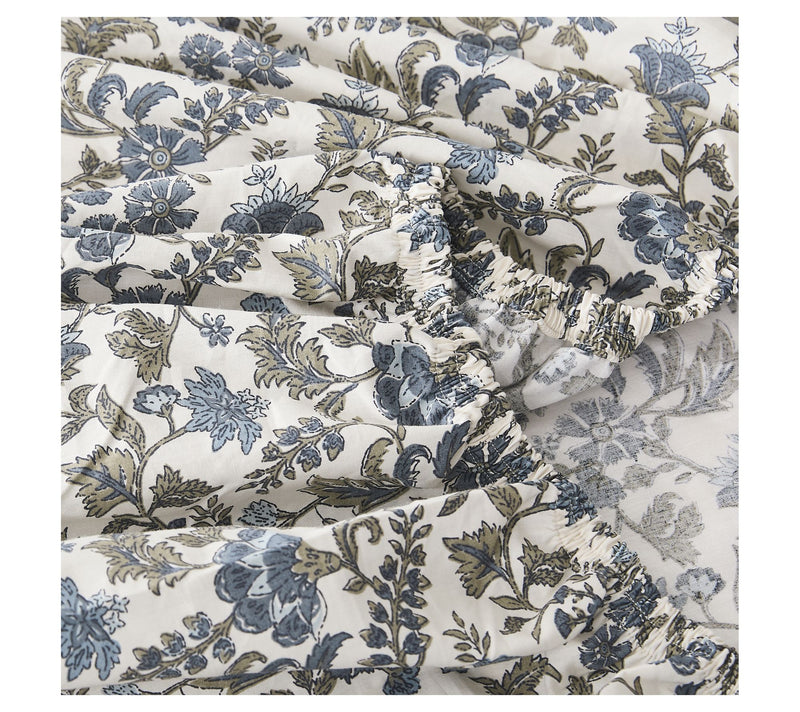 Lush Decor Lillian Block Print Cotton Sheet SetBlue 3-Pc Twin — View 6