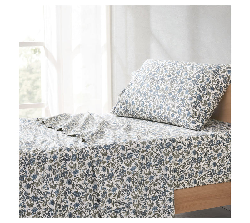 Lush Decor Lillian Block Print Cotton Sheet SetBlue 3-Pc Twin — View 4