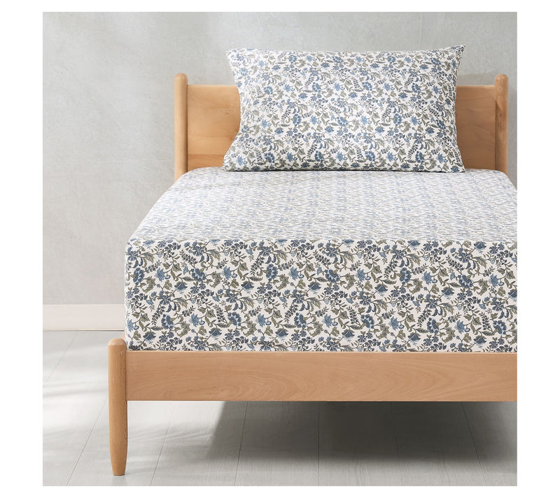 Lush Decor Lillian Block Print Cotton Sheet SetBlue 3-Pc Twin — View 8