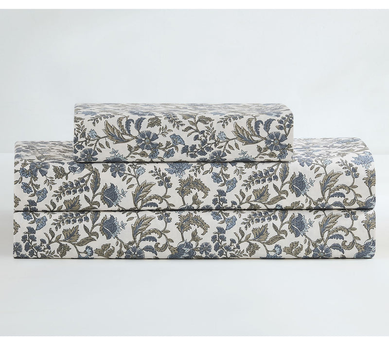 Lush Decor Lillian Block Print Cotton Sheet SetBlue 3-Pc Twin — View 2