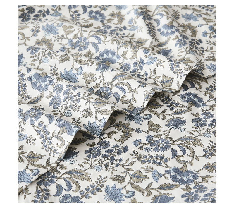 Lush Decor Lillian Block Print Cotton Sheet SetBlue 4-Pc Full — View 5