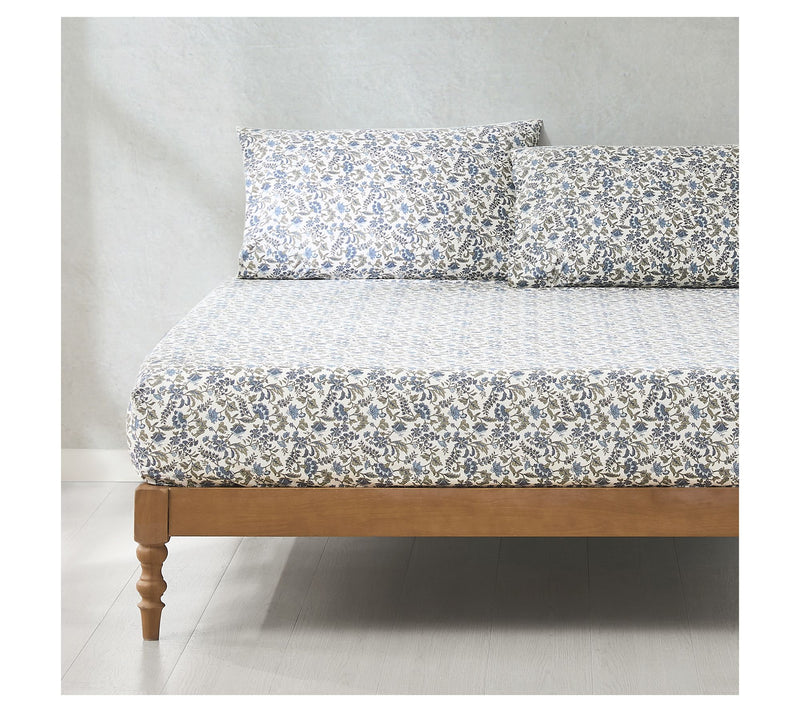 Lush Decor Lillian Block Print Cotton Sheet SetBlue 4-Pc Full — View 8