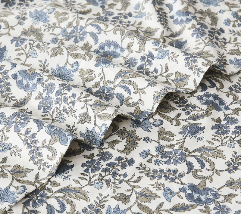Lush Decor Lillian Block Print Cotton Sheet SetBlue 4-Pc King — View 5