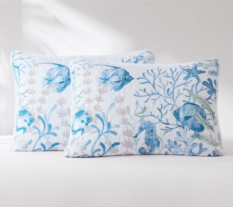 Lush Decor Oceana Watercolor Sea Life Quilt 5PcSet King/Cal K — View 8