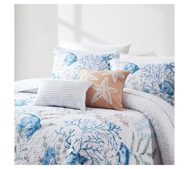 Lush Decor Oceana Watercolor Sea Life Quilt 5PcSet King/Cal K — View 3