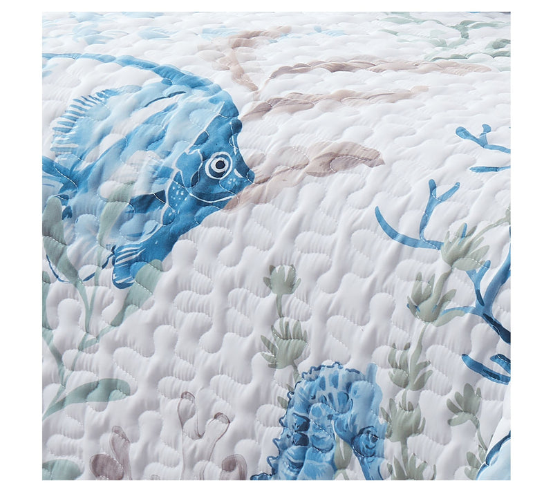 Lush Decor Oceana Watercolor Sea Life Quilt 5PcSet King/Cal K — View 4
