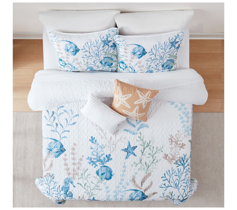 Lush Decor Oceana Watercolor Sea Life Quilt 5PcSet King/Cal K — View 7
