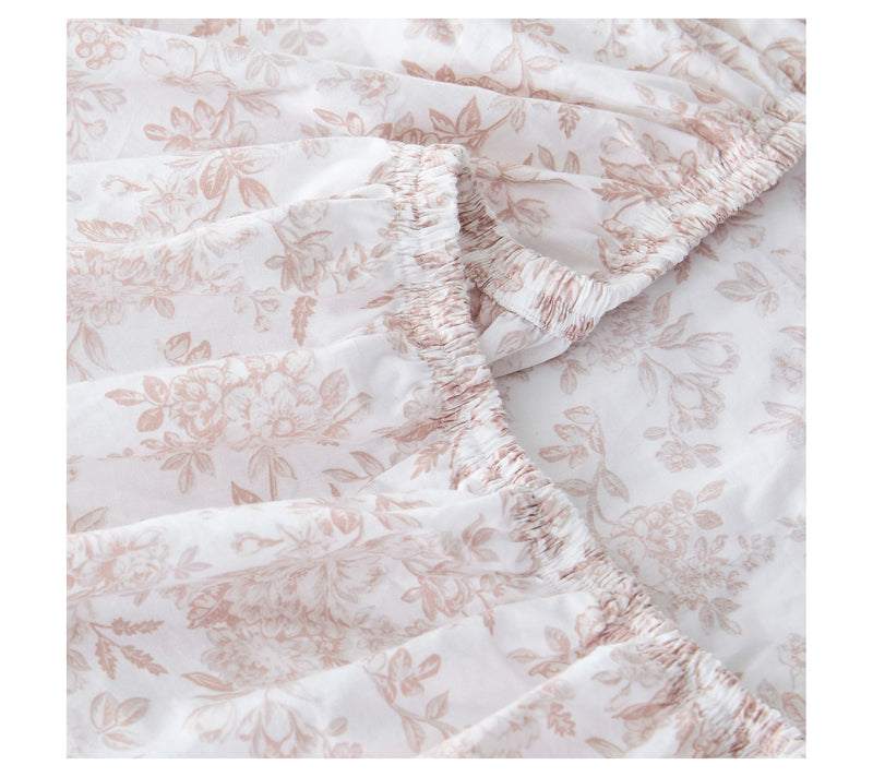 Lush Decor Peony Toile Cotton Sheet Set Peach 3-Piece Set Twin — View 6