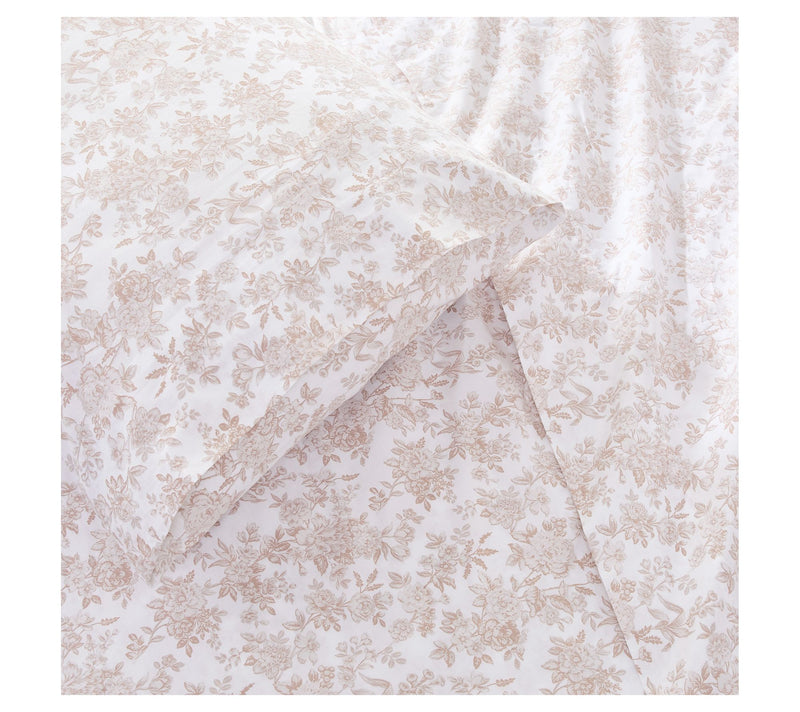 Lush Decor Peony Toile Cotton Sheet Set Peach 3-Piece Set Twin — View 7