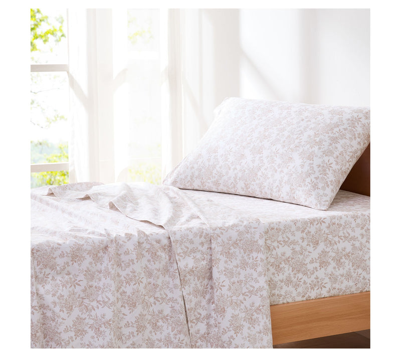 Lush Decor Peony Toile Cotton Sheet Set Peach 3-Piece Set Twin — View 4