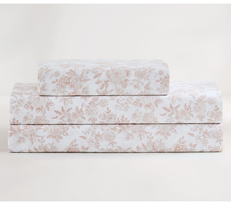 Lush Decor Peony Toile Cotton Sheet Set Peach 3-Piece Set Twin — View 2