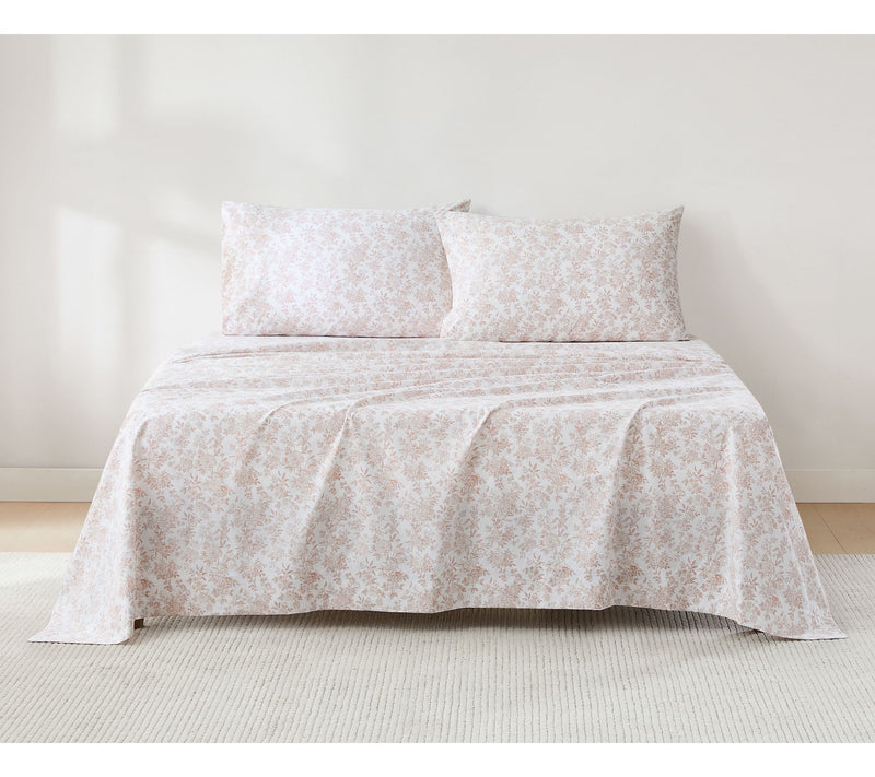 Lush Decor Peony Toile Cotton Sheet Set Peach 4-Piece Set Full — View 10