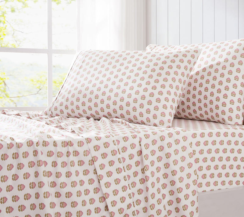 Lush Decor Prisha Floral Sheet Set Peach 4Pc Twin, Twin-XL — View 3