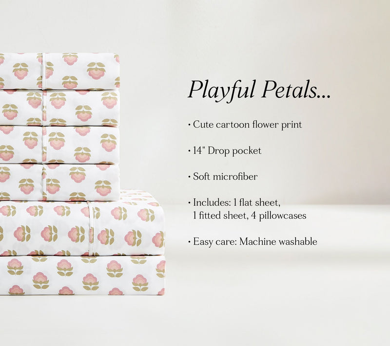 Lush Decor Prisha Floral Sheet Set Peach 6Pc Set Full — View 8