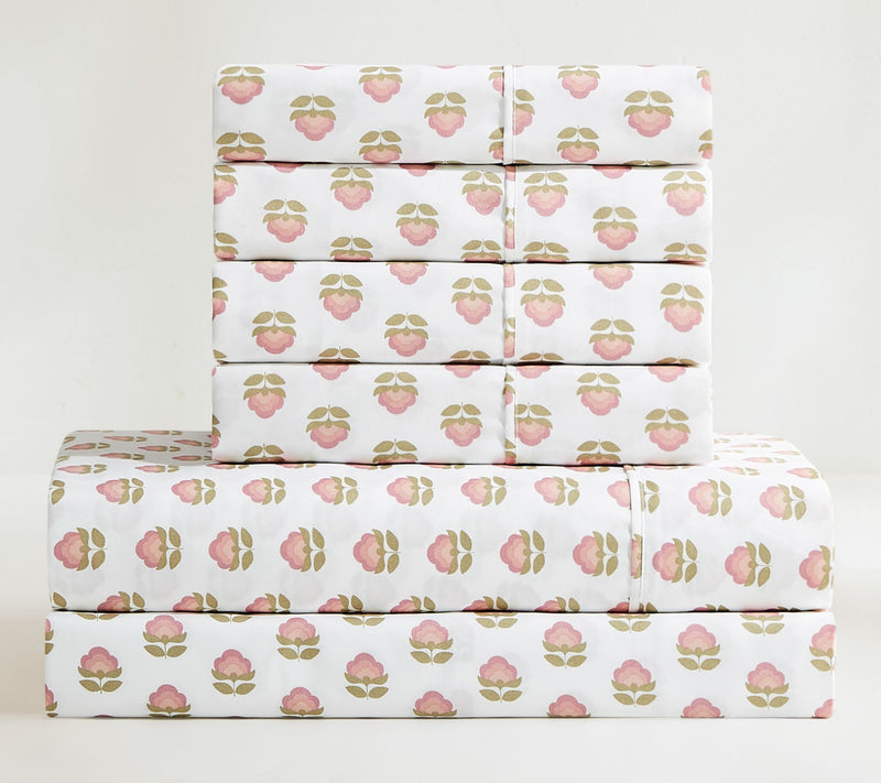 Lush Decor Prisha Floral Sheet Set Peach 6-Piece Set Queen — View 4