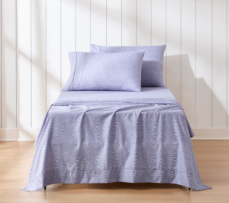 Lush Decor Retro Waves Sheet Set Violet 4-PieceTwin, Twin-XL — View 10