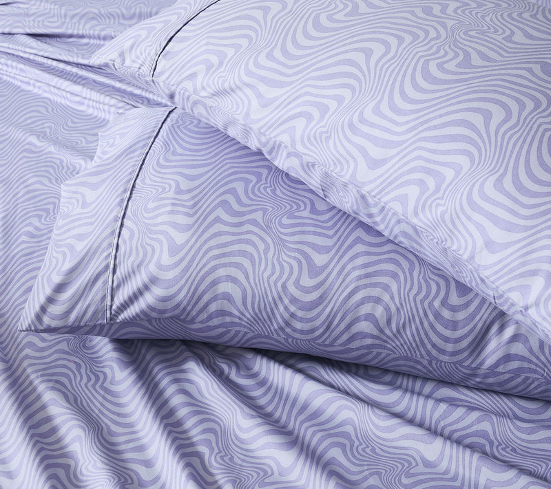Lush Decor Retro Waves Sheet Set Violet 4-PieceTwin, Twin-XL — View 7