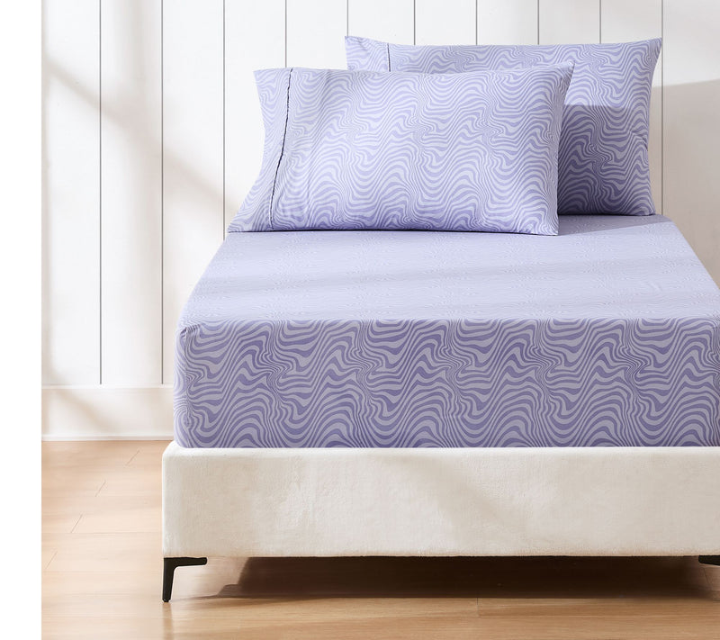Lush Decor Retro Waves Sheet Set Violet 4-PieceTwin, Twin-XL — View 8