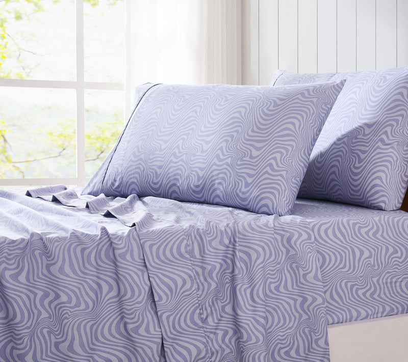 Lush Decor Retro Waves Sheet Set Violet 4-PieceTwin, Twin-XL — View 3