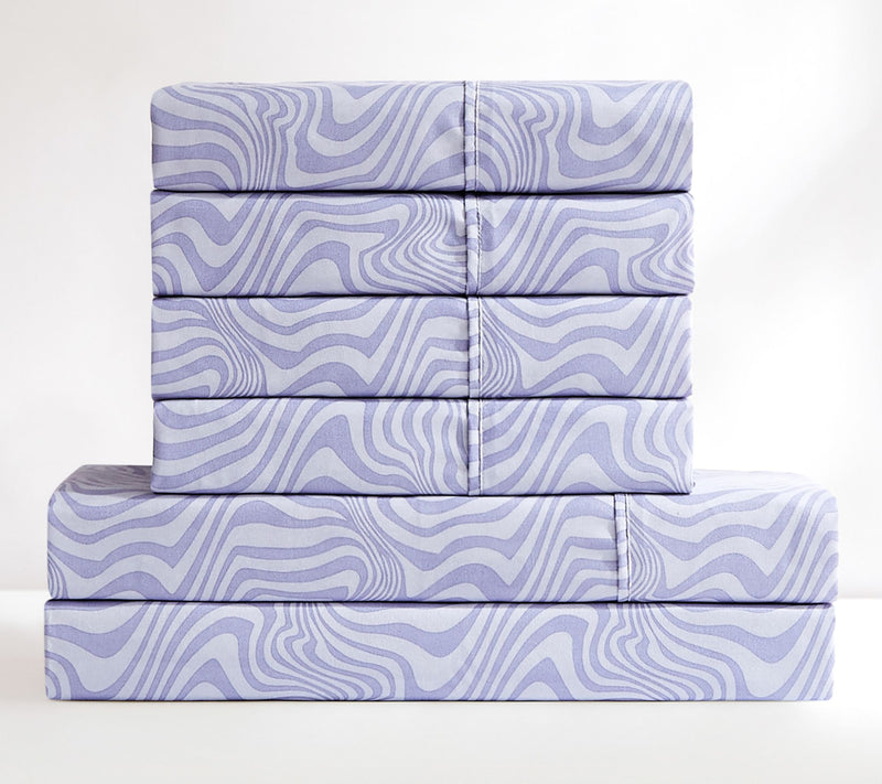 Lush Decor Retr o Waves Sheet S et Violet 6-Pie ce Set Full — View 4