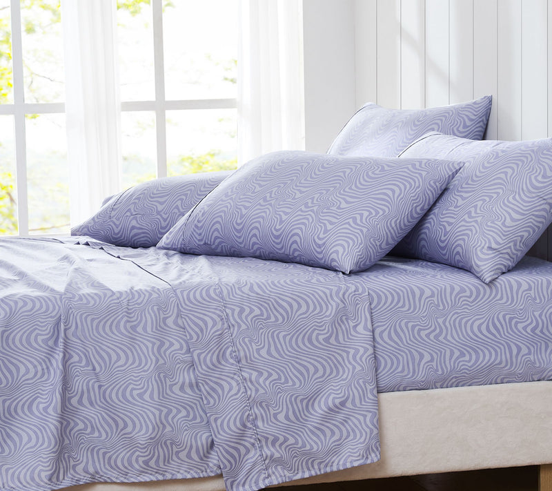 Lush Decor Retr o Waves Sheet S et Violet 6-Pie ce Set Full — View 3