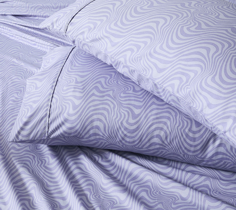 Lush Decor Retr o Waves Sheet S et Violet 6-Pie ce Set Full — View 7