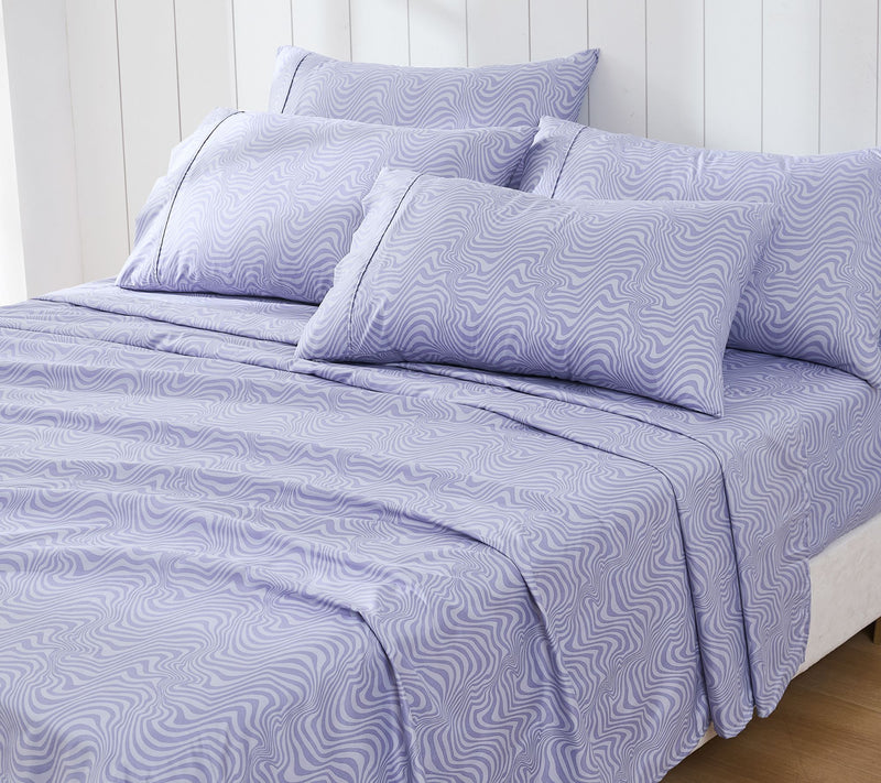 Lush Decor Retr o Waves Sheet S et Violet 6-Pie ce Set Full — View 2