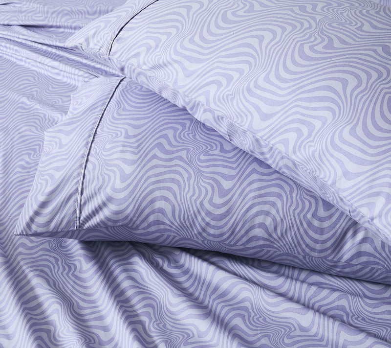 Lush Decor Retr o Waves Sheet S et Violet 6-Pie ce Set Queen — View 7
