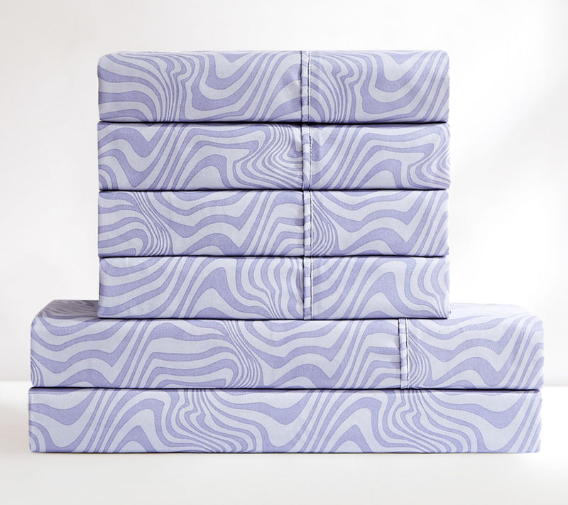 Lush Decor Retr o Waves Sheet S et Violet 6-Pie ce Set Queen — View 4