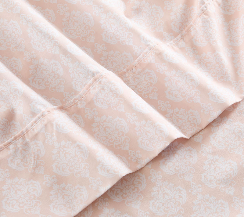 Lush Decor Romer Damask Sheet Set Peach 4-PieceSet Twin — View 5