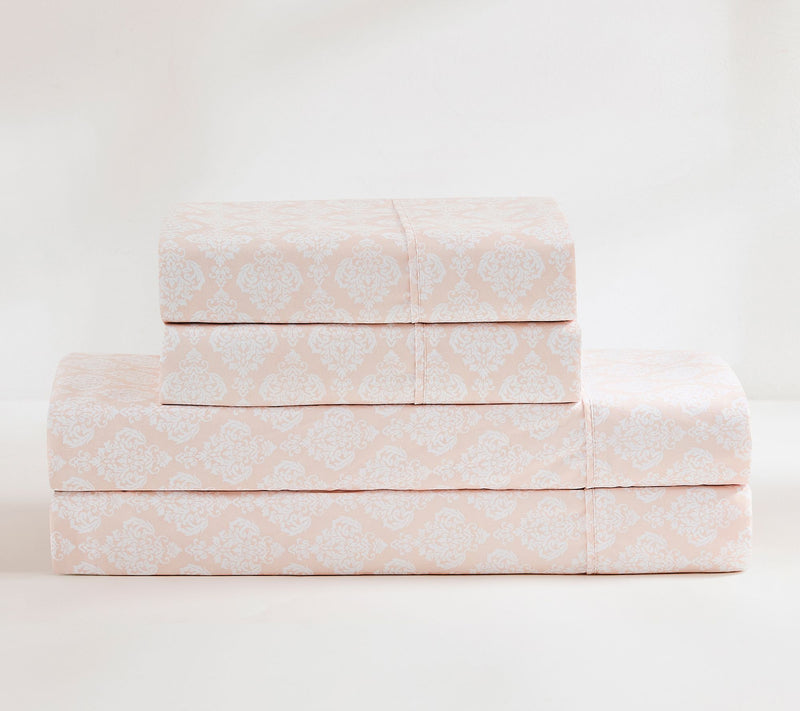 Lush Decor Romer Damask Sheet Set Peach 4-PieceSet Twin — View 2