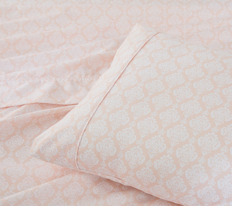 Lush Decor Romer Damask Sheet Set Peach 6-PieceSet Full — View 4