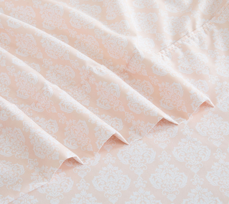 Lush Decor Romer Damask Sheet Set Peach 6-PieceSet Queen — View 5