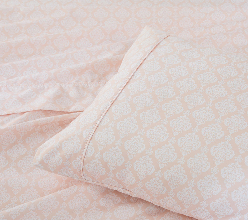 Lush Decor Romer Damask Sheet Set Peach 6-PieceSet Queen — View 7